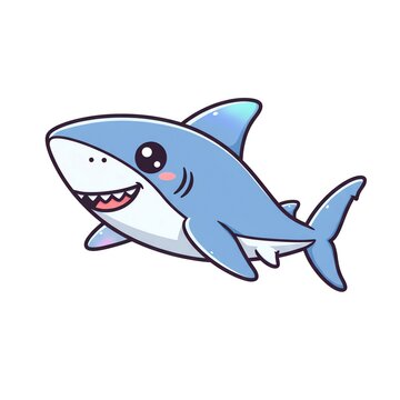 Cute cartoon shark swimming
