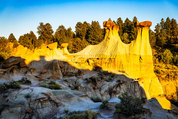 Sunset View of Twin Sisters Rocks, Makoshika State Park
