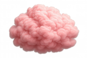 Pink smoke bomb puffing out colorful powder cloud, creating voluminous abstract vapor on a transparent background