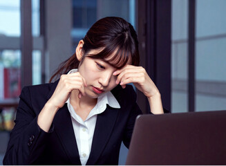 完全に疲れきったビジネスウーマン