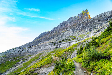 Scenic Highline Trail hiking route through Glacier National Park
