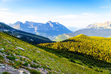 Scenic Sunrise on Highline Trail at Glacier National Park
