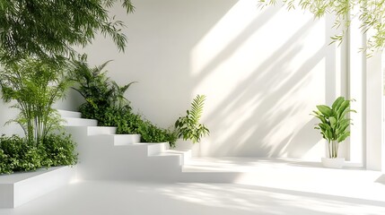 Modern living room interior with plants and stylish decoration