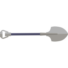 A Flat Design Style Shovel With A Grey Metal Head And Blue Handle On A Transparent White Background