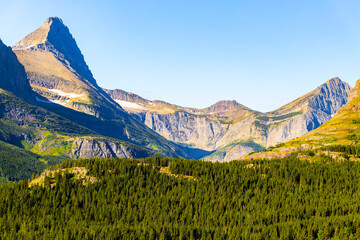 Scenic Mountains Range View from Iceberg Lake Trail in Glacier National Park