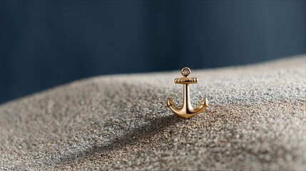 Golden Anchor on Sand - Nautical Theme, Sea, Maritime