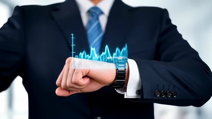 Businessman Monitoring Stock Market on Smartwatch - Financial Technology Concept. - Powered by Adobe