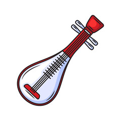Cartoon Red and White Lute Instrument with Transparent Background Isolated Simple Illustration