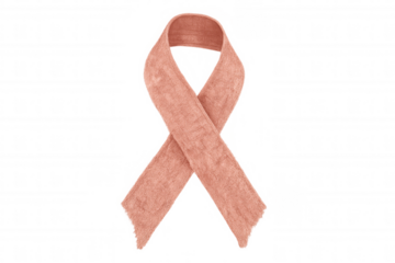 Peach cancer awareness ribbon symbolizing uterine cancer support and health care with transparent background