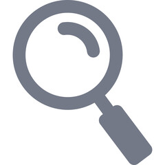 A Simple Gray Magnifying Glass Icon On A Transparent Background Featuring A Smooth Circular Lens And A Handle Representing Search And Discovery