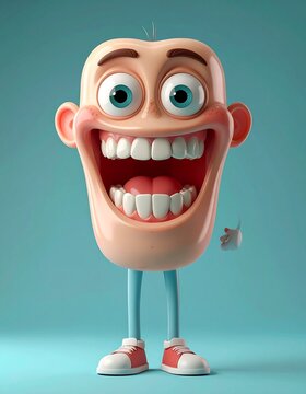 Expressive Medical Various Teeth Applications, Color Solid Model Render 3D Caricature Macro Set Patients Head, 3D Versatile