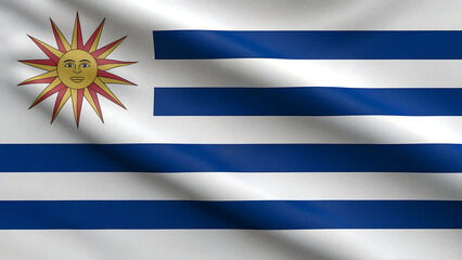 Obraz premium Uruguayan flag 3D background