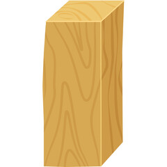 A Tall Rectangular Wooden Block With Natural Wood Grain Texture And A Light Brown Color Is Isolated On A Transparent Background With Subtle Shadows Adding Depth And Dimension