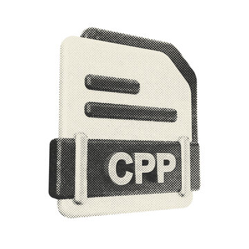 3d file data document icon CPP halftone