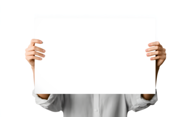 Hands holding blank black sign board for text and design, ready for your message and branding needs