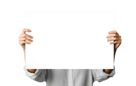 Hands holding blank black sign board for text and design, ready for your message and branding needs