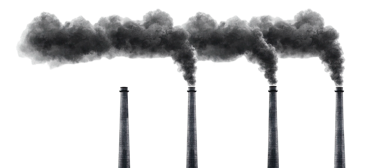 Chimneys emitting black smoke