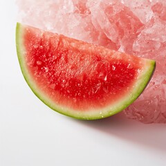 Fresh watermelon slice isolated on pure white background