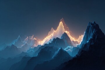 glowing forex chart transforming into mountain peaks, surreal nature finance fusion