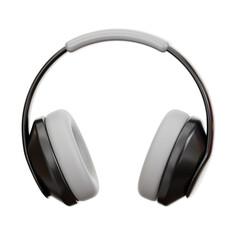 Modern over ear headphones with white earcups and headband on a transparent background detailed audio device for music listening and sound production
