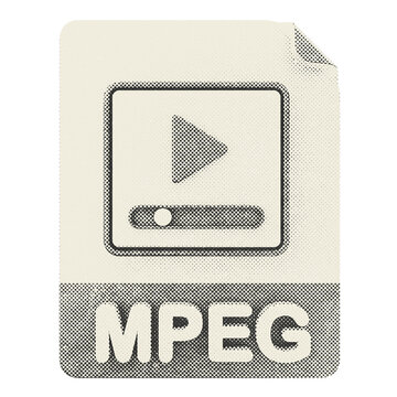 3d file mpeg format type icon halftone