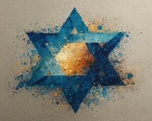 Abstract Star of David brushstroke background texture, artistic Jewish symbolism