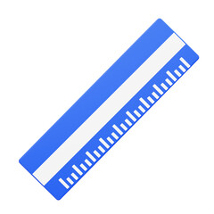 Blue Inclined Ruler With White Stripe Showing Measurement Markings Isolated On A Transparent Background