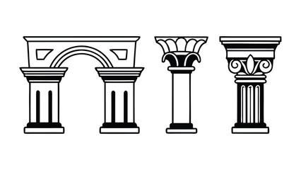 Architectural Motifs, Classical elements Blocks Design Vector Line Art Cad Drawings of structural elements, historical design, decorative motif