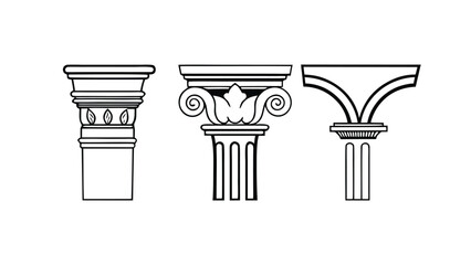 Architectural Motifs, Classical elements Blocks Design Vector Line Art Cad Drawings of structural elements, historical design, decorative motif