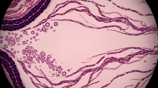 Microscopic view of mammary gland tissue showing lobules with alveoli and ducts, highlighting cellular structures and epithelial lining vector illustration