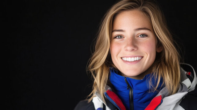 Joyful expression of a young woman celebrating bastille day, ideal for tourism promotions