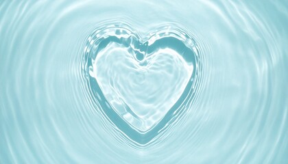 Calm light blue water forming a heart-shaped ripple in the middle