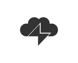Cloud with lightning logo design template. Minimalistic energy, power, thunderstorm flat  icon sign symbol logotype.