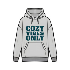 Heather gray hooded sweatshirt with text graphic isolated on a transparent background hoodie