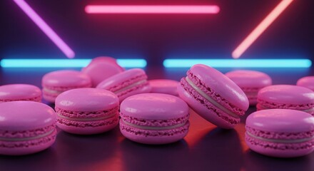 Obraz premium a group of pink macarons sitting on top of each other macarons