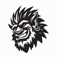 Troll Head Scandinavian Mythology Logo Design Vector Illustration