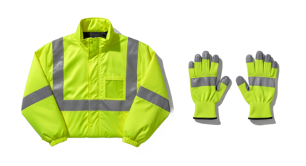 High-Visibility Safety Jacket and Gloves for Enhanced Workplace Protection and Visibility