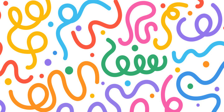 Abstract colorful wavy lines, Swirl, colorful wave line doodle seamless pattern background