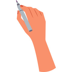 Close Up Of A Woman's Hand Holding A Marker Pen With A Transparent Background For Design Use