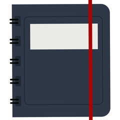 Dark Blue Spiral Notebook With Blank White Label And Red Bookmark On Transparent Background Simple Clean Design For Notes And Organization