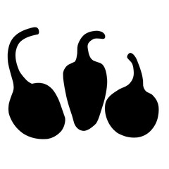Silhouette of three chilies