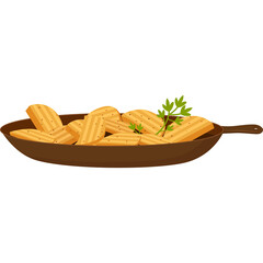 Crispy Potato Wedges Served in a Cast Iron Skillet Garnished with Fresh Parsley and Seasoned with Black Pepper