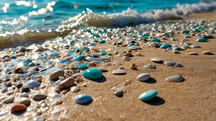 Sea water and sand, 4K wallpaper