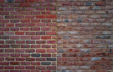 Brick wall background texture. Textured background of brick wall. Clinker brick. Wall brick background. Grunge, wall pattern. Bricks texture.
