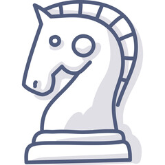 Doodle Style Chess Knight Icon With Transparent Background And Blue Outline