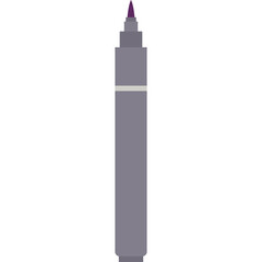 Detailed Illustration of a Gray Marker Pen with a Purple Tip on a Transparent White Background Captured in Studio Lighting