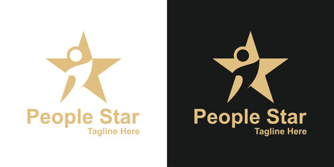 Obraz premium People Star Logo – Human Achievement and Success Symbol