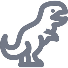 Dinosaur Icon Isolated on Transparent White Background Simple Line Art Style Grey Outline Cartoon Tyrannosaurus Rex Illustration for Digital Use