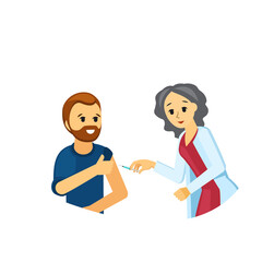 Doctor Administering Vaccine To Patient Giving Thumbs Up With Transparent Background Illustration