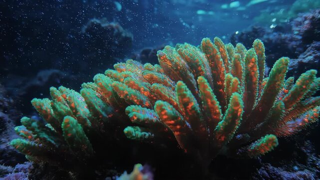 A stunning macro time-lapse reveals the hidden life of a coral reef, showing polyps extending their delicate tentacles to feed under fluorescent light.
